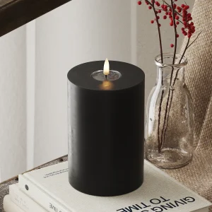 LED Blockljus Ø 10 x 15 cm Svart