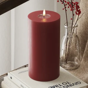 LED Blockljus Ø 10 x 20 cm Bordeaux