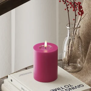 LED Blockljus Ø 7,5 x 10 cm Magenta