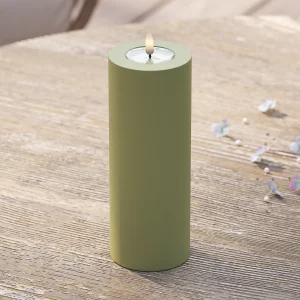 Utomhus LED Blockljus Ø 7,5 x 20 cm Olivgrön